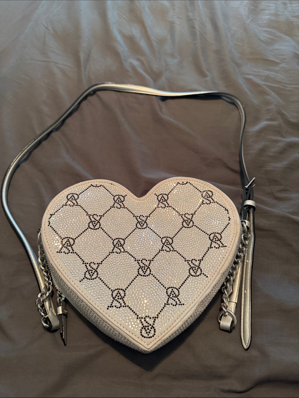 Victoria's Secret Beige and Black Heart Crossbody Bag
